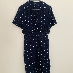 navy polka dot dress